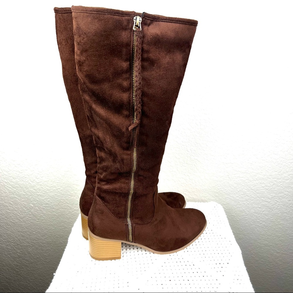 Brown Faux Suede Hugh Boots Size 7